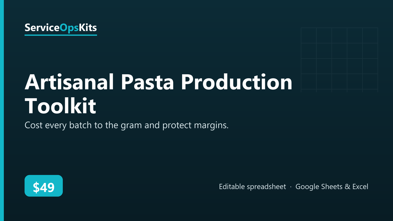 Artisanal Pasta Production Toolkit spreadsheet template
