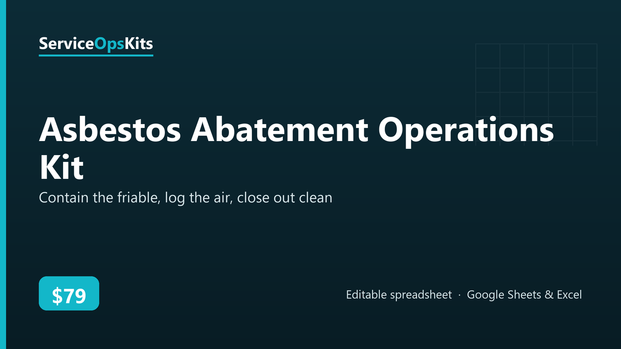 Asbestos Abatement Operations Kit spreadsheet template
