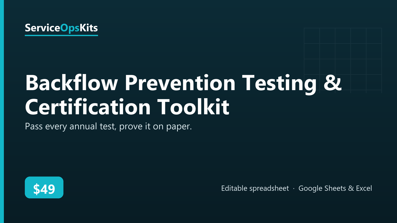 Backflow Prevention Testing & Certification Toolkit spreadsheet template