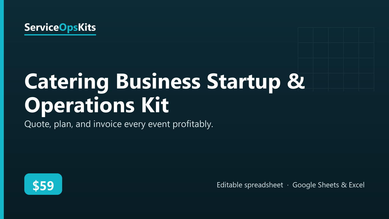 Catering Business Startup & Operations Kit spreadsheet template