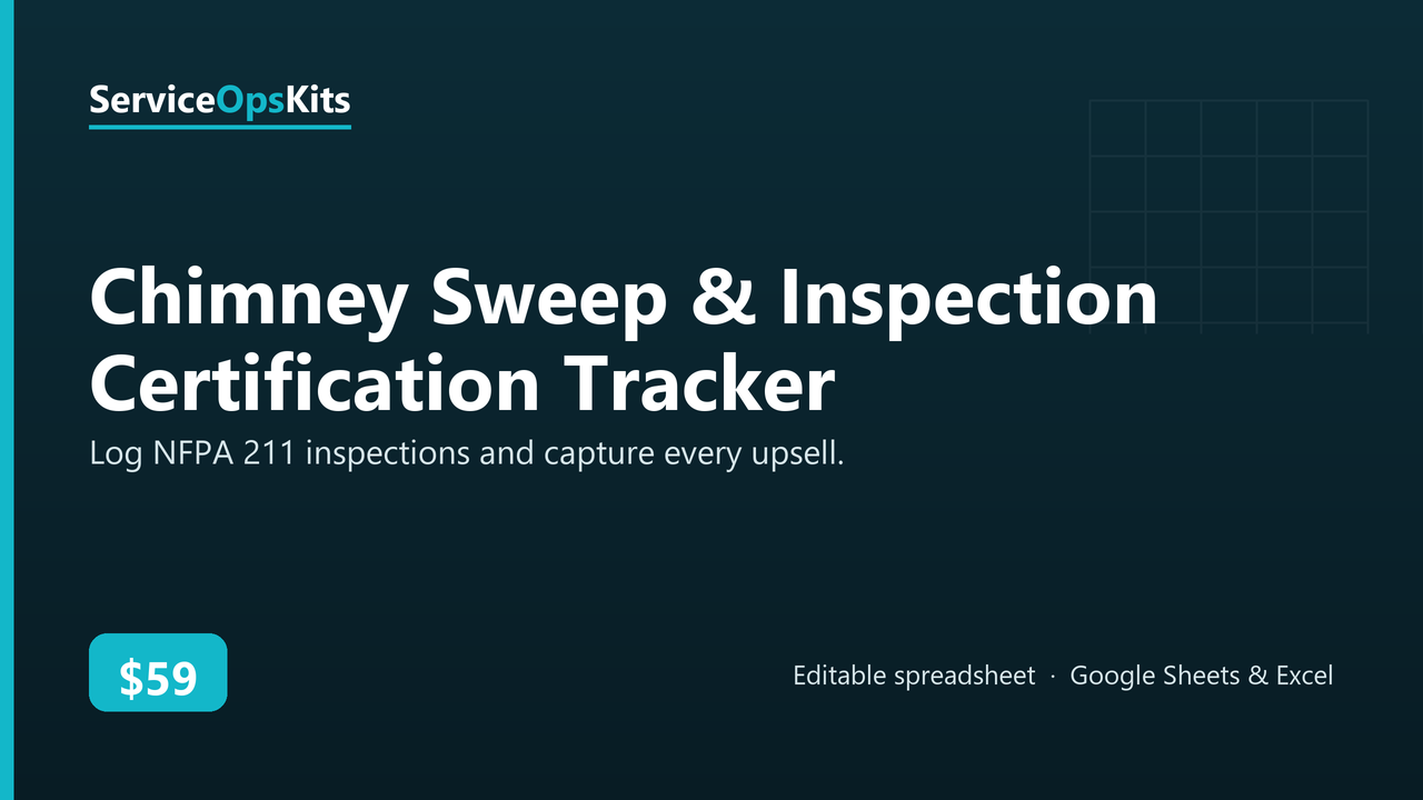 Chimney Sweep & Inspection Certification Tracker spreadsheet template