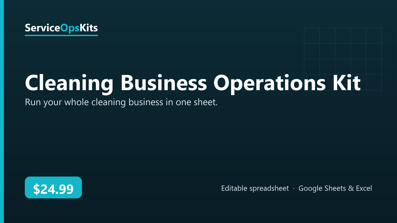 Cleaning Business Operations Kit spreadsheet template