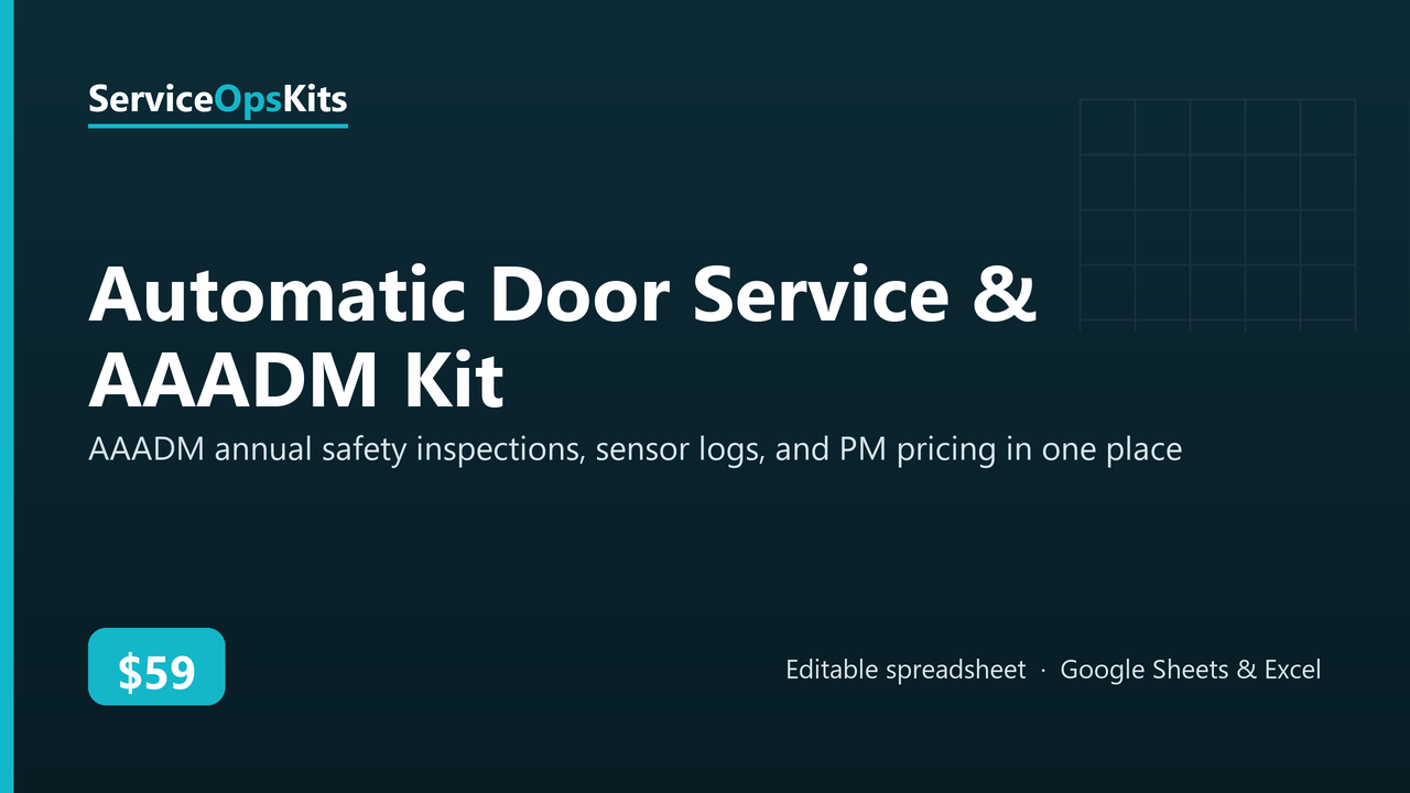 Automatic Door Service & AAADM Kit spreadsheet template