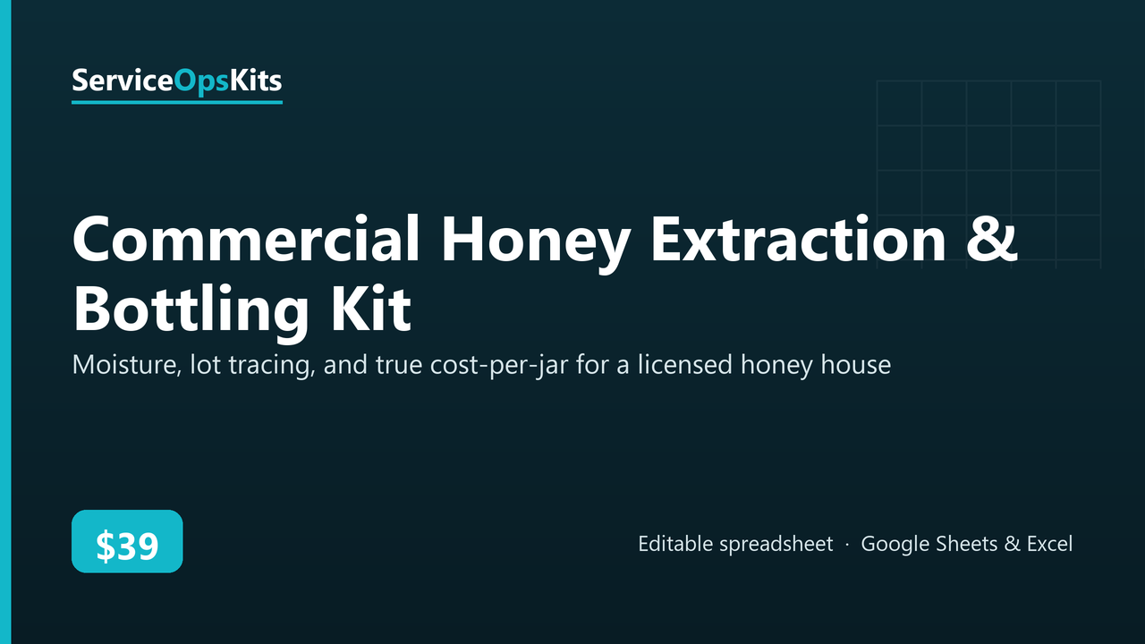 Commercial Honey Extraction & Bottling Kit spreadsheet template