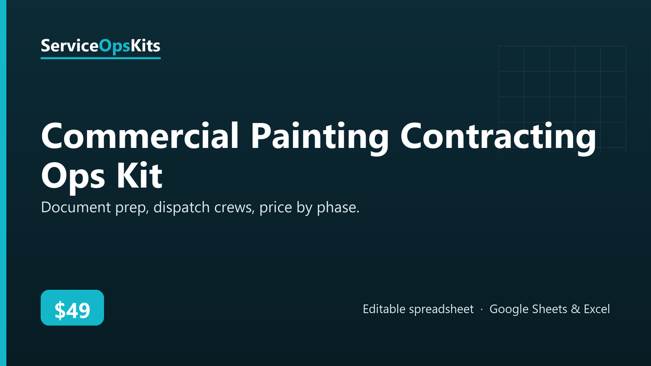 Commercial Painting Contracting Ops Kit spreadsheet template