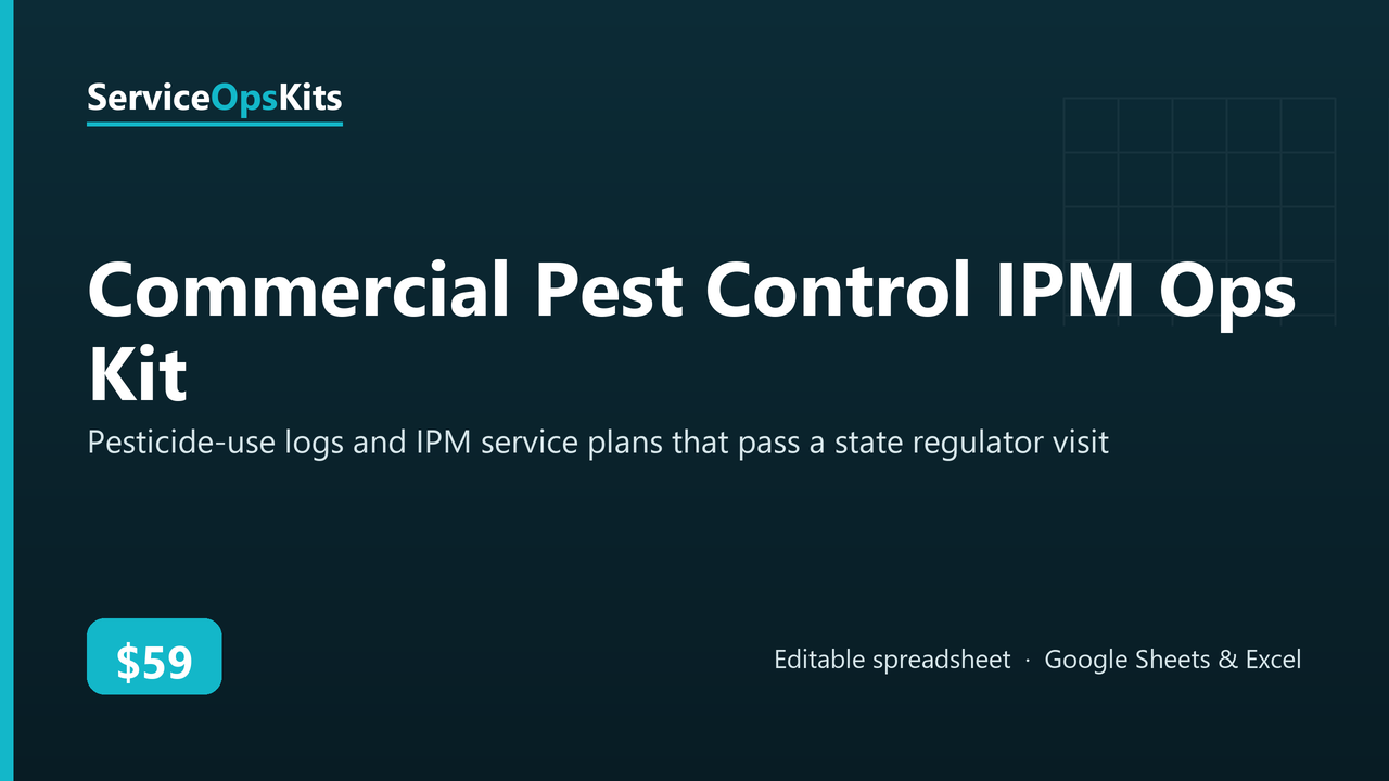 Commercial Pest Control IPM Ops Kit spreadsheet template