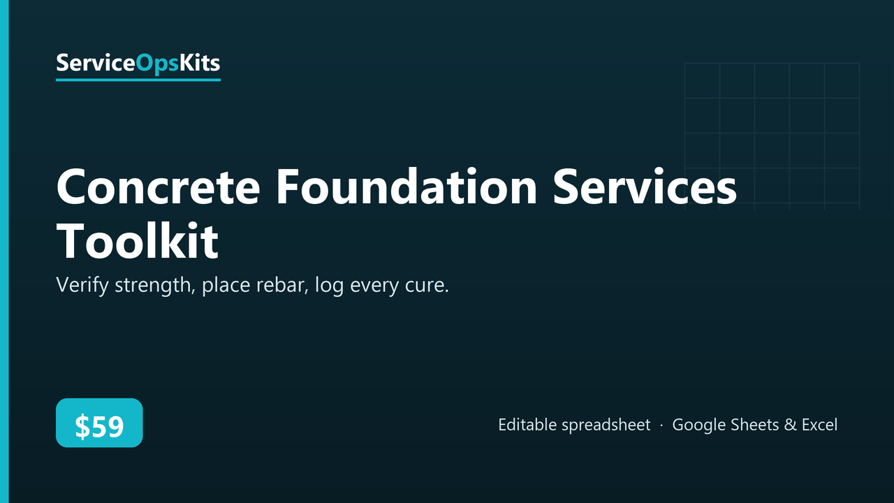 Concrete Foundation Services Toolkit spreadsheet template