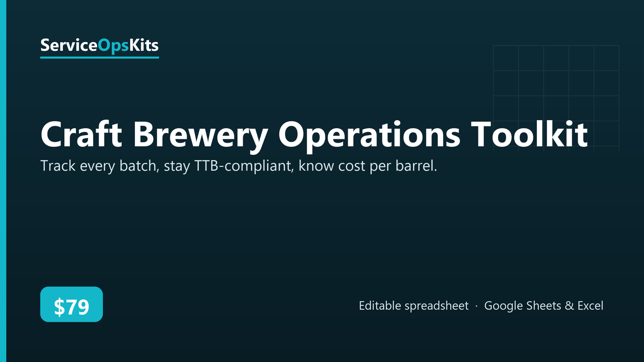 Craft Brewery Operations Toolkit spreadsheet template