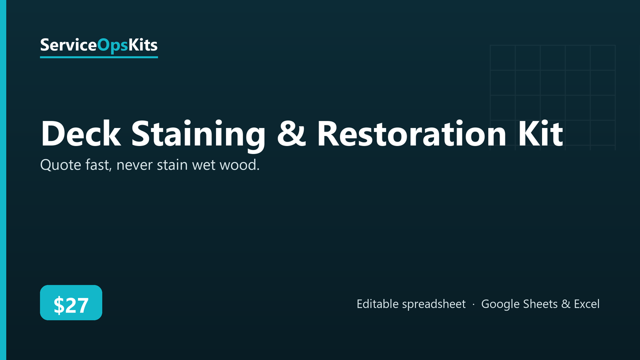 Deck Staining & Restoration Kit spreadsheet template