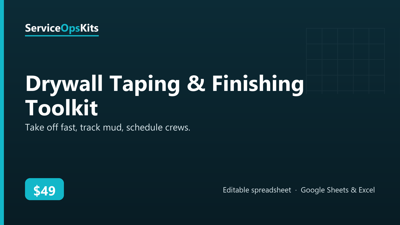 Drywall Taping & Finishing Toolkit spreadsheet template