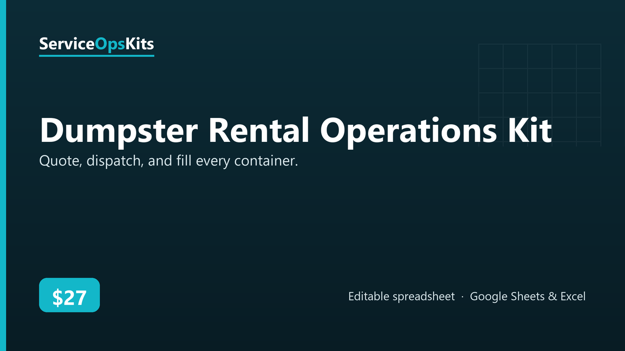 Dumpster Rental Operations Kit spreadsheet template