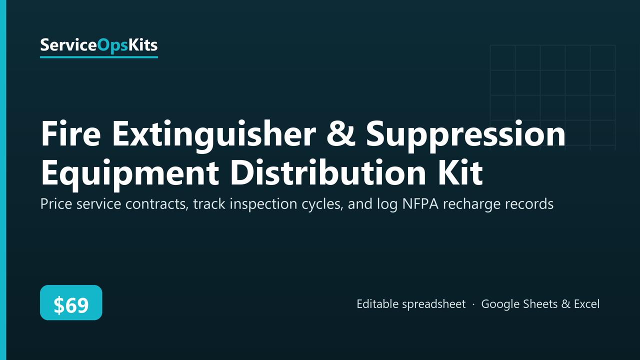 Fire Extinguisher & Suppression Equipment Distribution Kit spreadsheet template