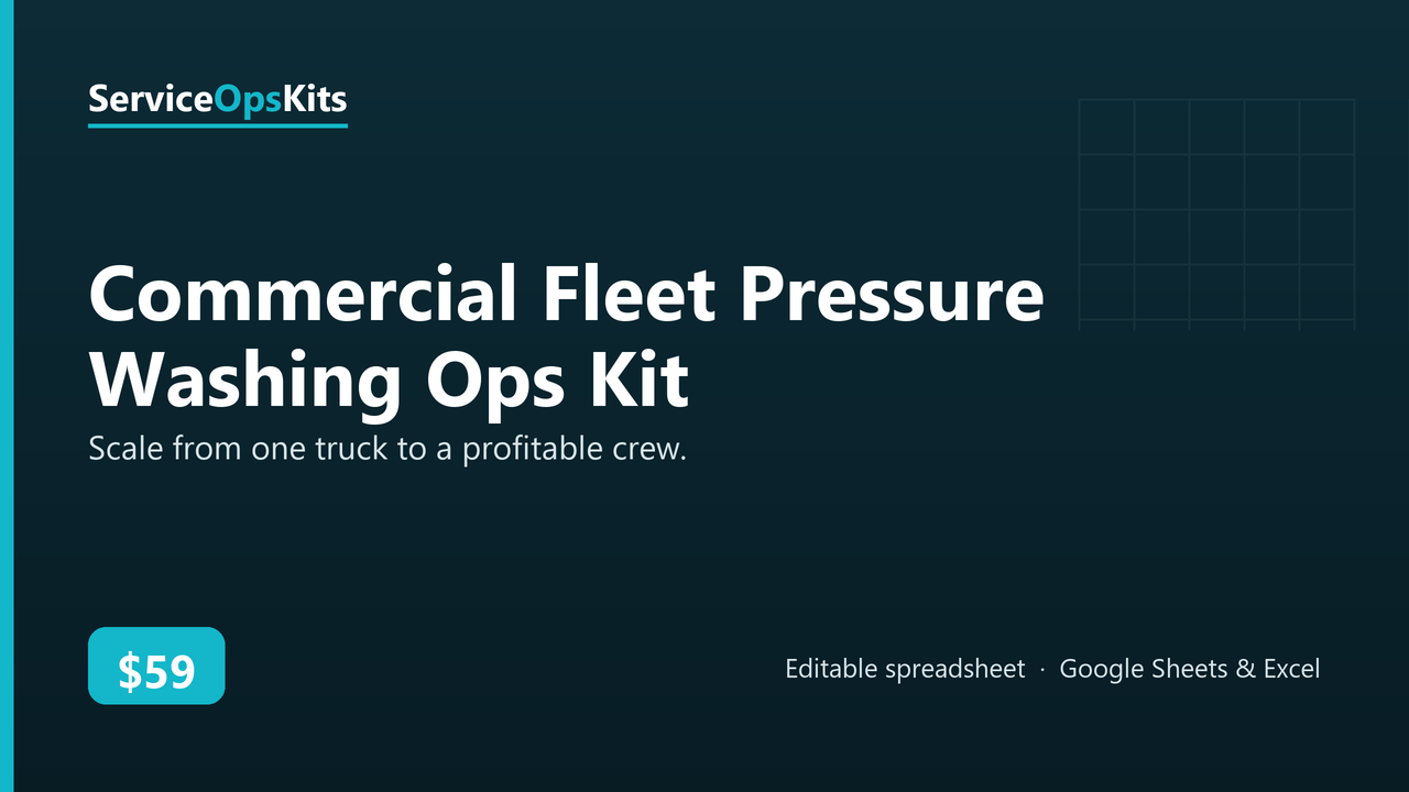 Commercial Fleet Pressure Washing Ops Kit spreadsheet template