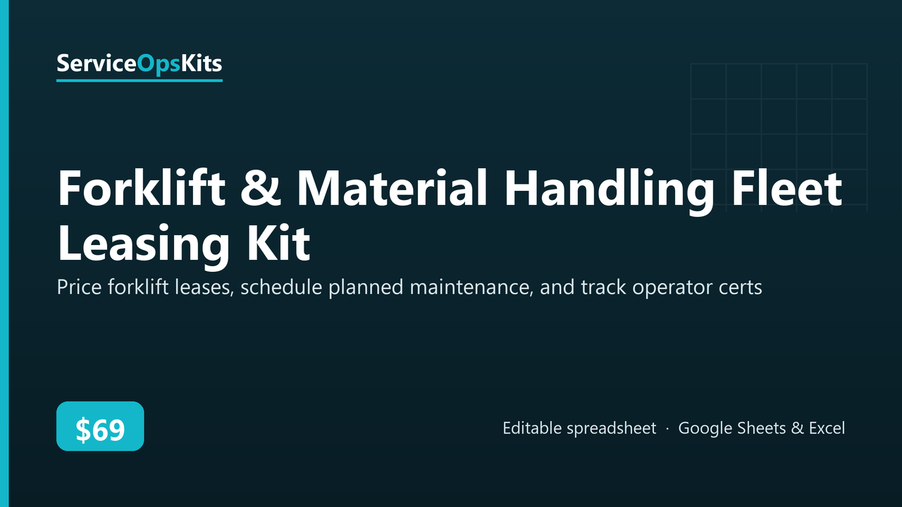 Forklift & Material Handling Fleet Leasing Kit spreadsheet template