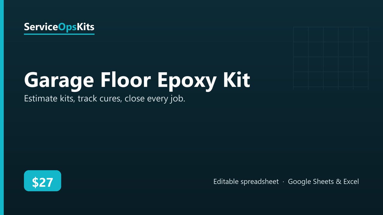 Garage Floor Epoxy Kit spreadsheet template