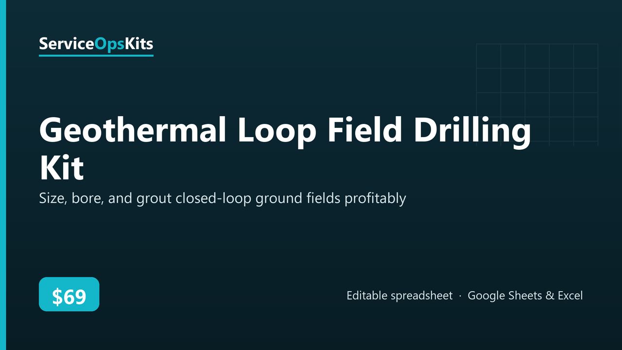 Geothermal Loop Field Drilling Kit spreadsheet template
