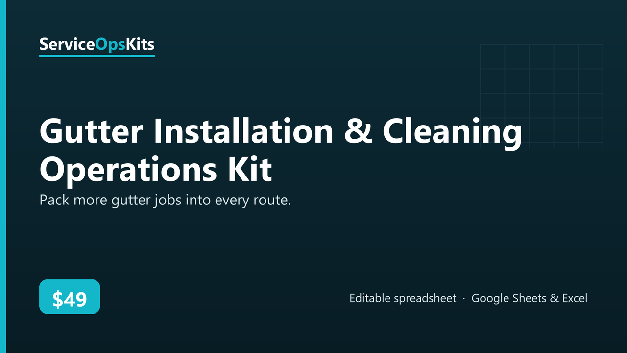 Gutter Installation & Cleaning Operations Kit spreadsheet template