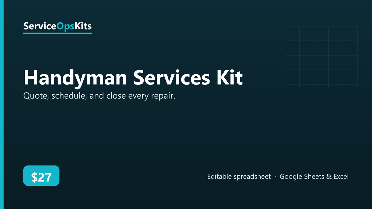 Handyman Services Kit spreadsheet template