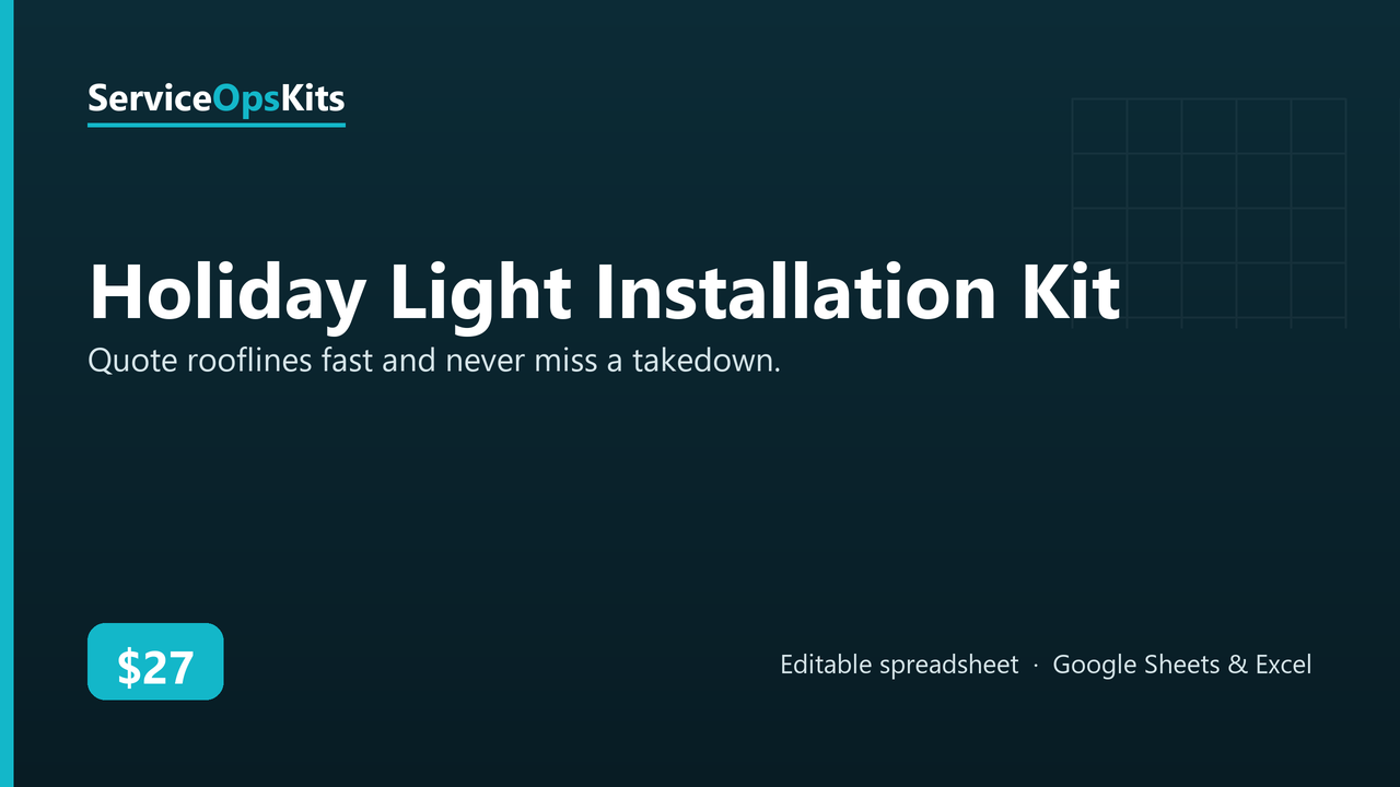 Holiday Light Installation Kit spreadsheet template