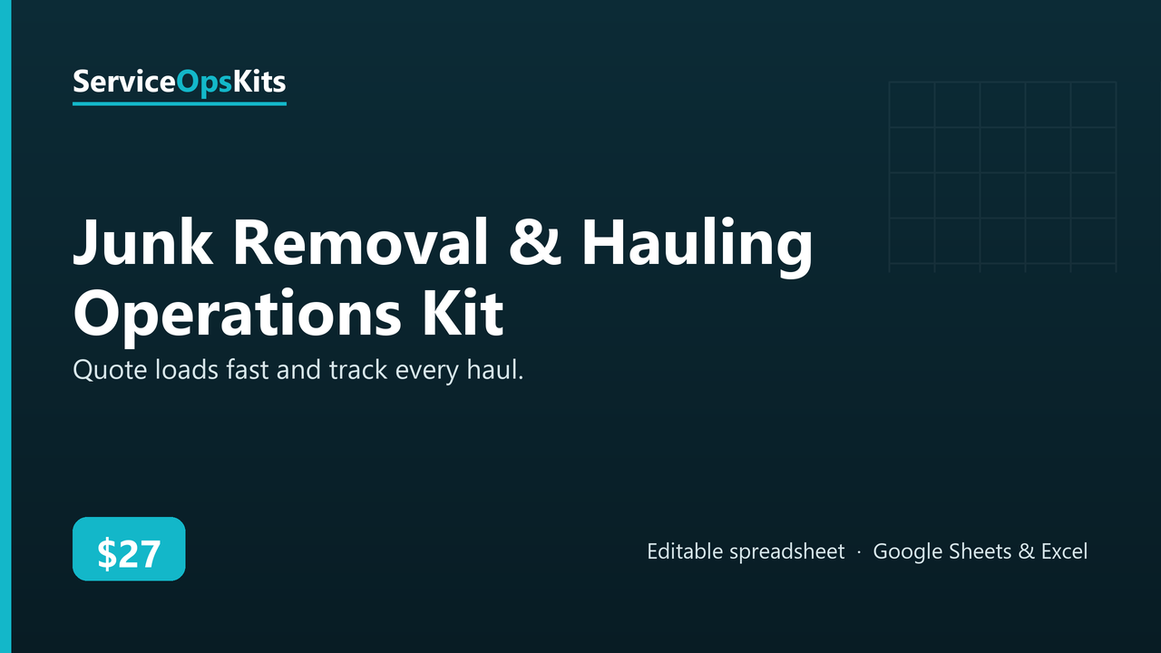 Junk Removal & Hauling Operations Kit spreadsheet template