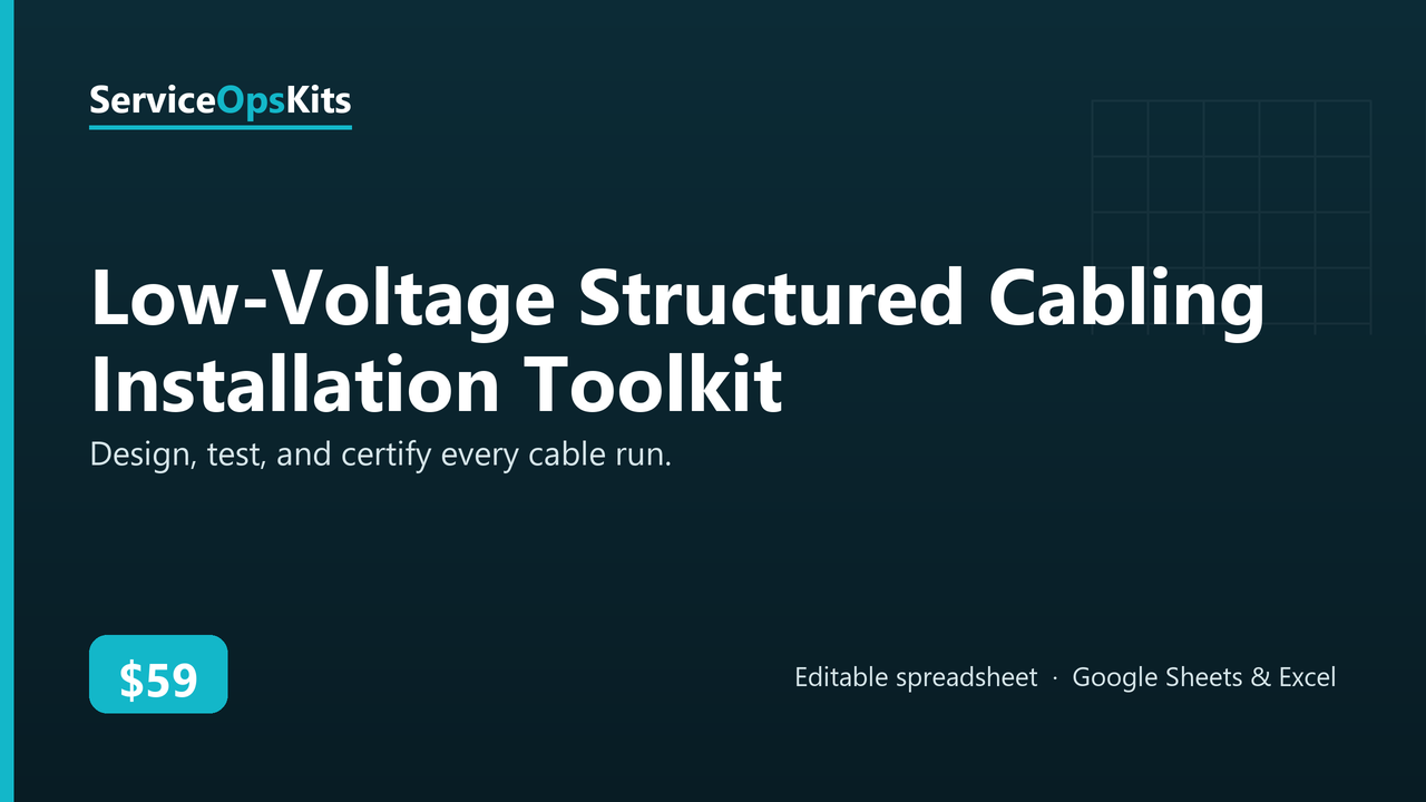 Low-Voltage Structured Cabling Installation Toolkit spreadsheet template