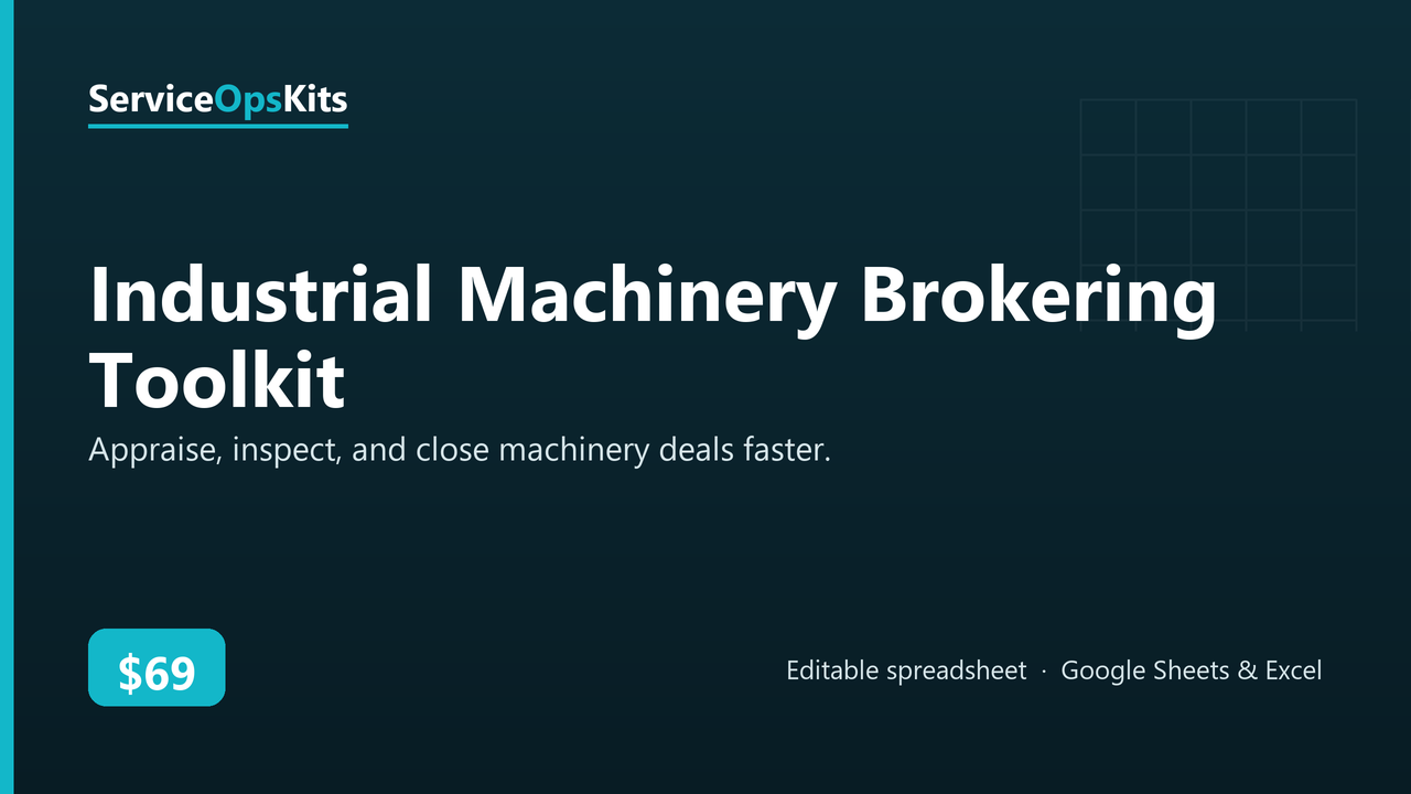 Industrial Machinery Brokering Toolkit spreadsheet template