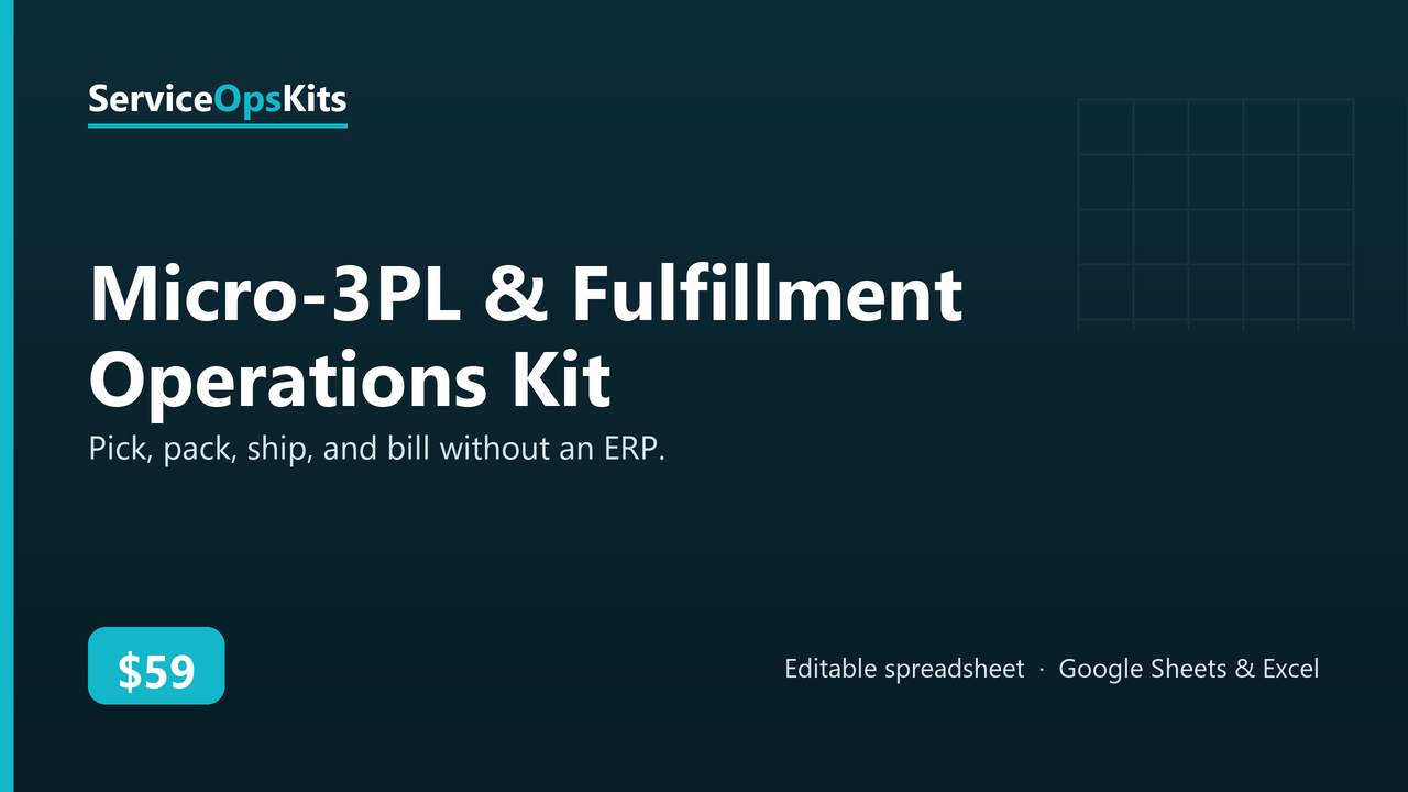 Micro-3PL & Fulfillment Operations Kit spreadsheet template