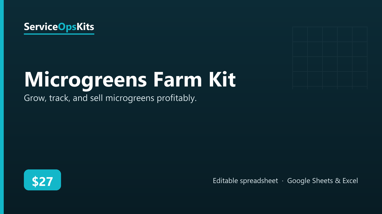 Microgreens Farm Kit spreadsheet template