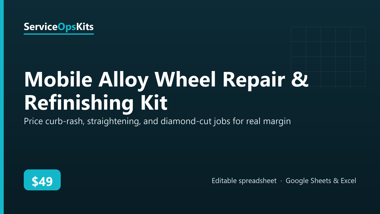 Mobile Alloy Wheel Repair & Refinishing Kit spreadsheet template