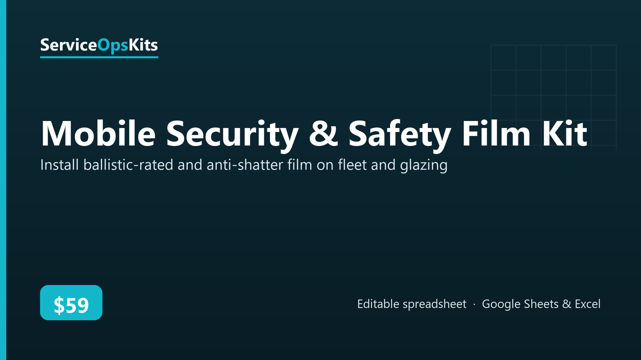 Mobile Security & Safety Film Kit spreadsheet template
