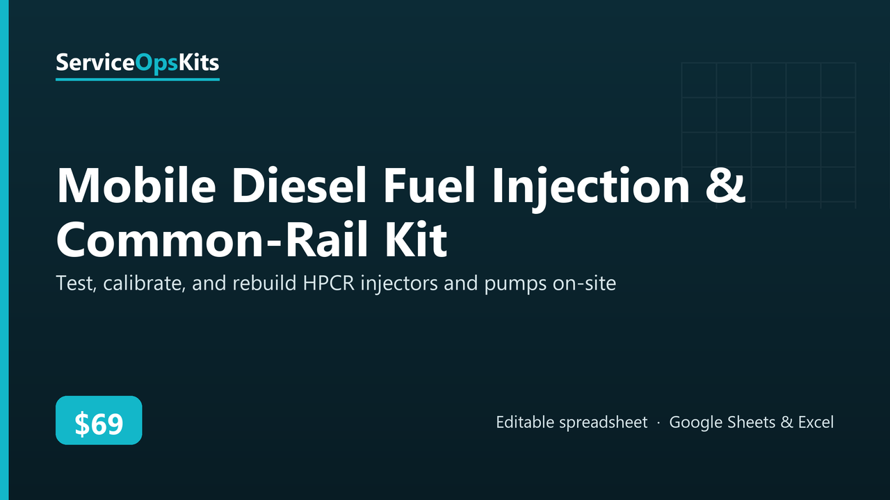 Mobile Diesel Fuel Injection & Common-Rail Kit spreadsheet template