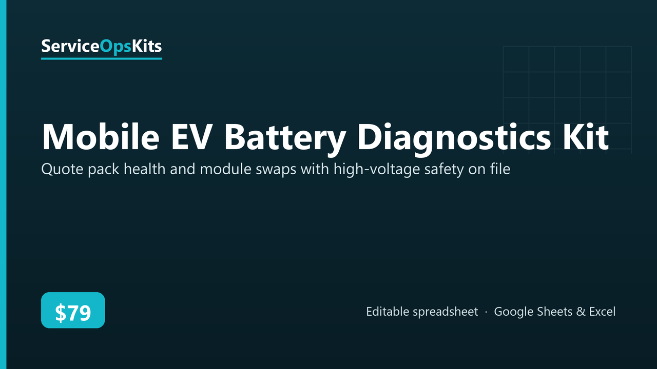 Mobile EV Battery Diagnostics Kit spreadsheet template