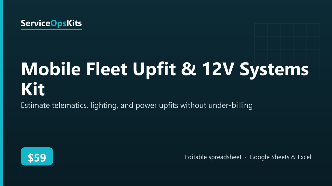 Mobile Fleet Upfit & 12V Systems Kit spreadsheet template
