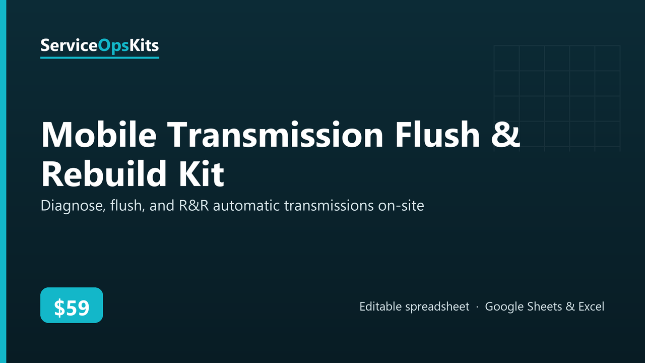 Mobile Transmission Flush & Rebuild Kit spreadsheet template