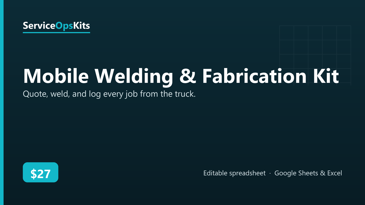 Mobile Welding & Fabrication Kit spreadsheet template