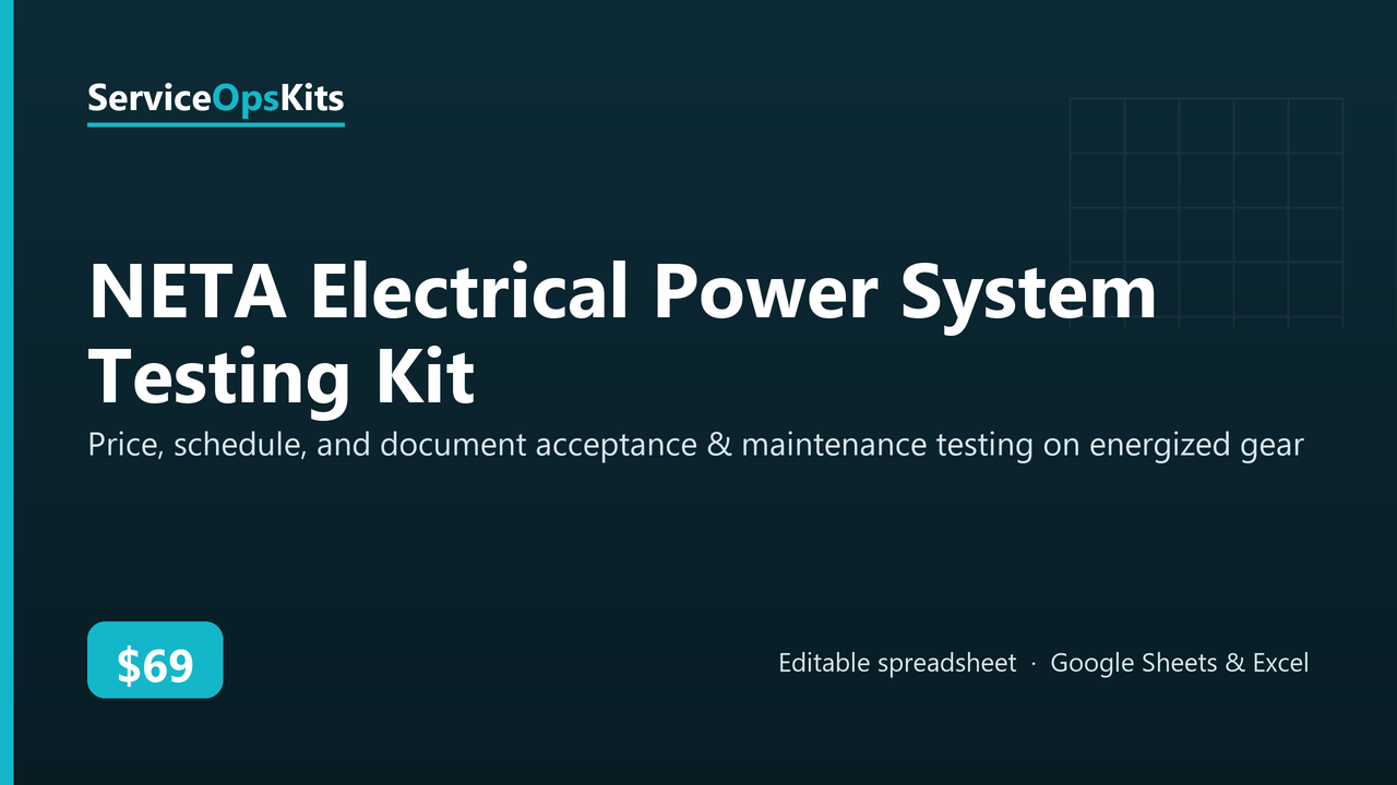 NETA Electrical Power System Testing Kit spreadsheet template