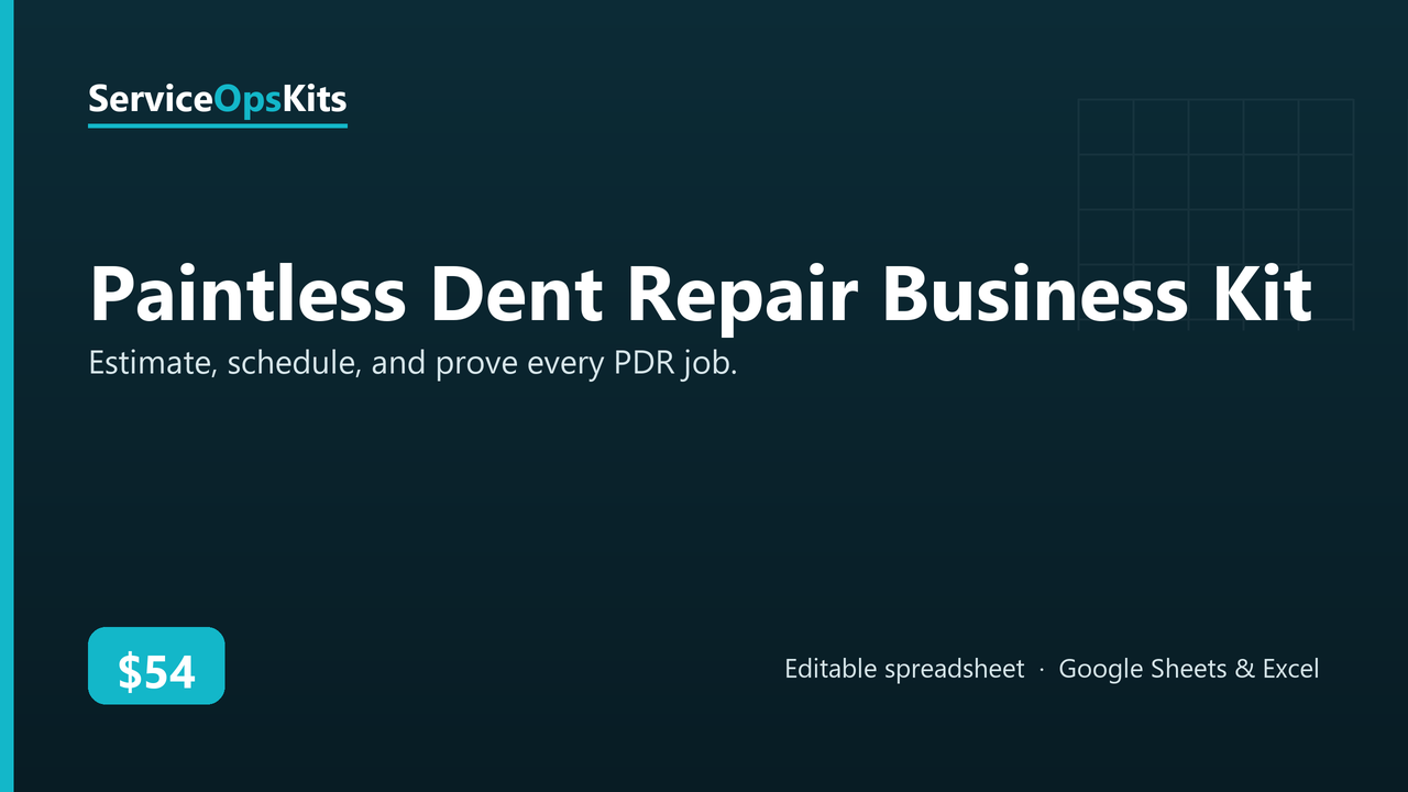 Paintless Dent Repair Business Kit spreadsheet template