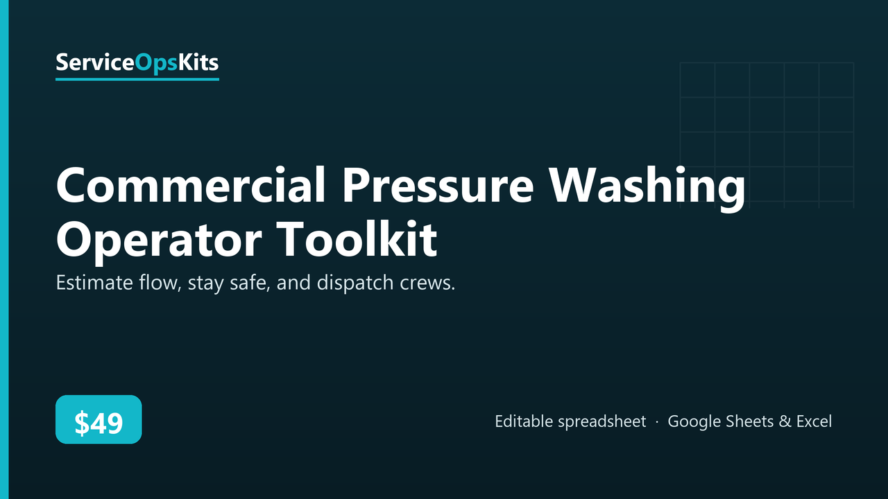 Commercial Pressure Washing Operator Toolkit spreadsheet template
