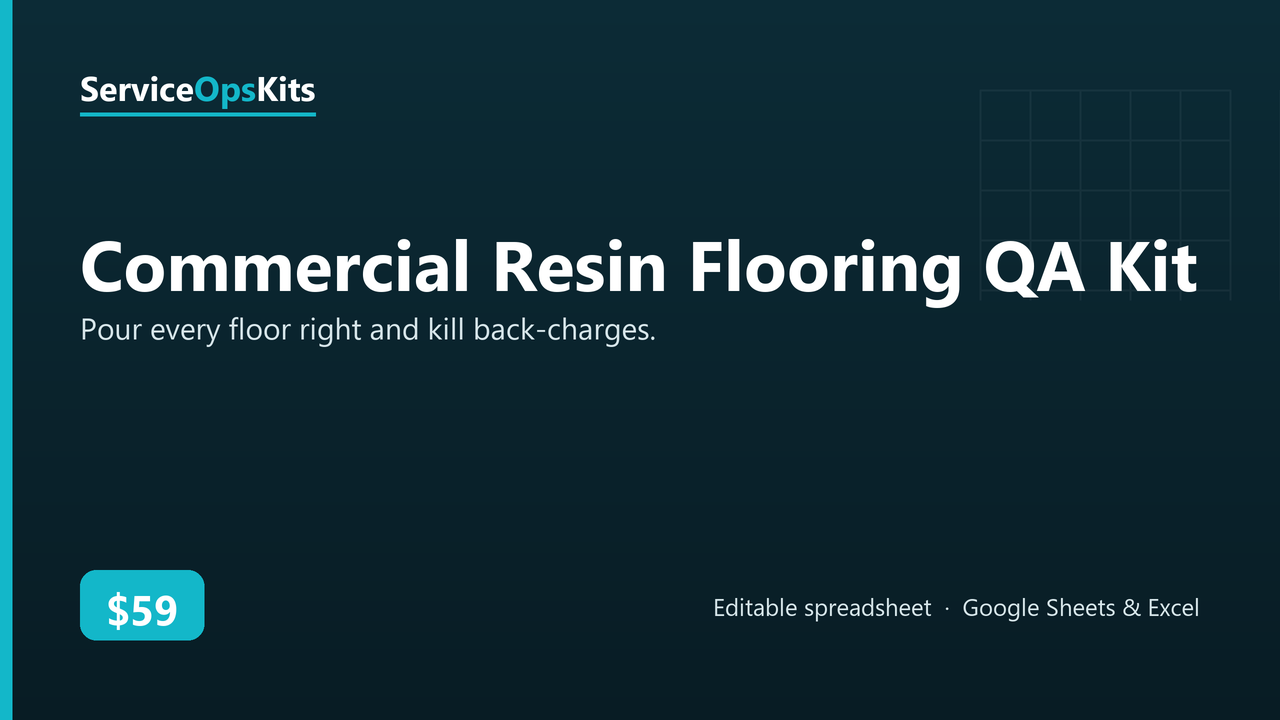 Commercial Resin Flooring QA Kit spreadsheet template