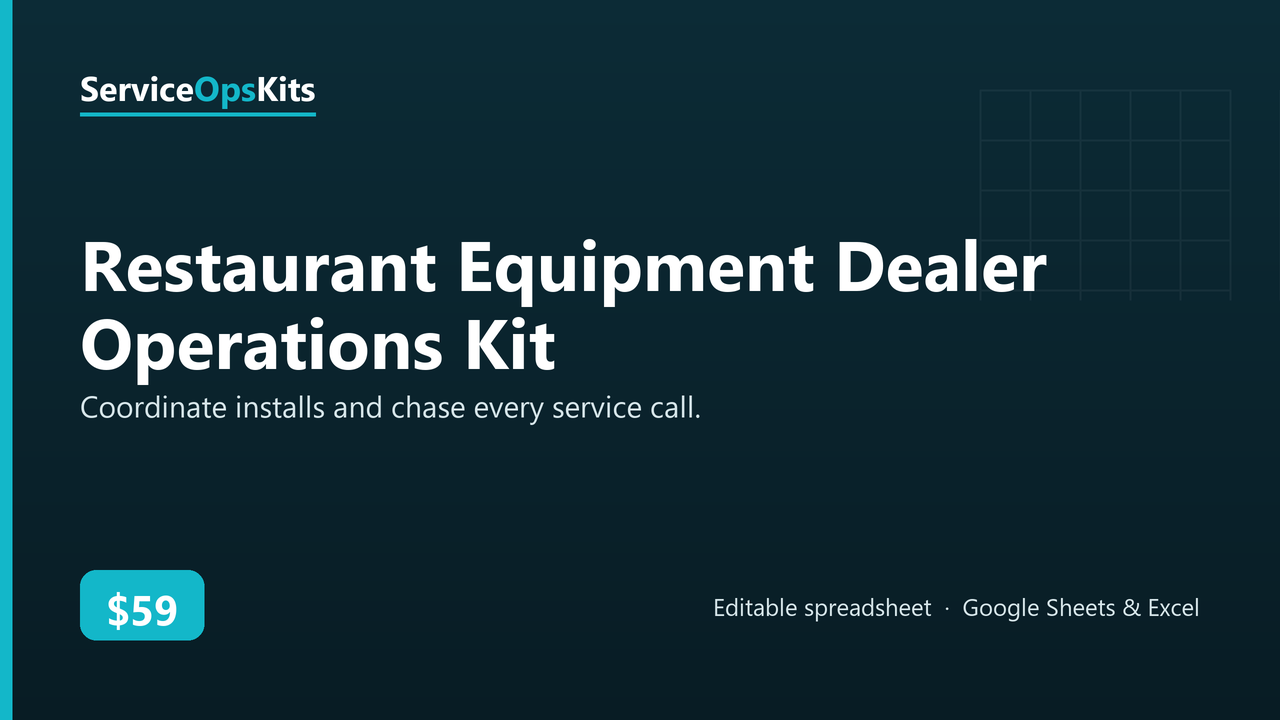 Restaurant Equipment Dealer Operations Kit spreadsheet template