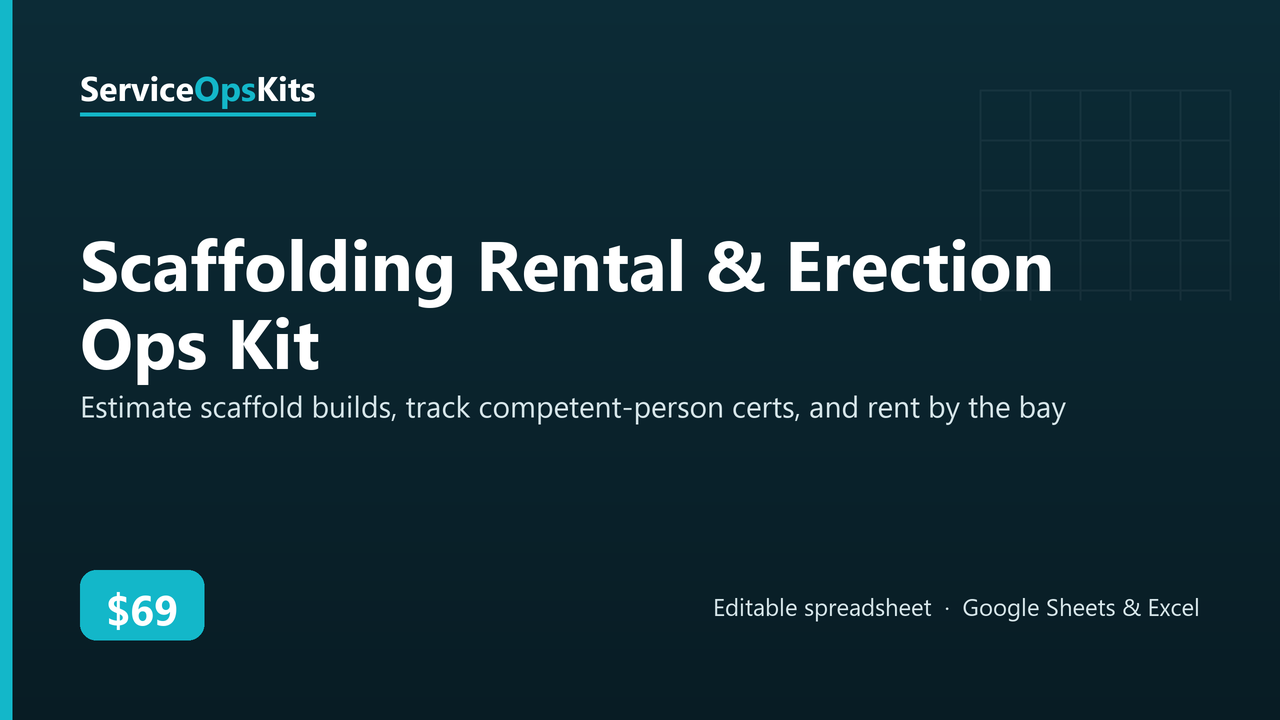 Scaffolding Rental & Erection Ops Kit spreadsheet template