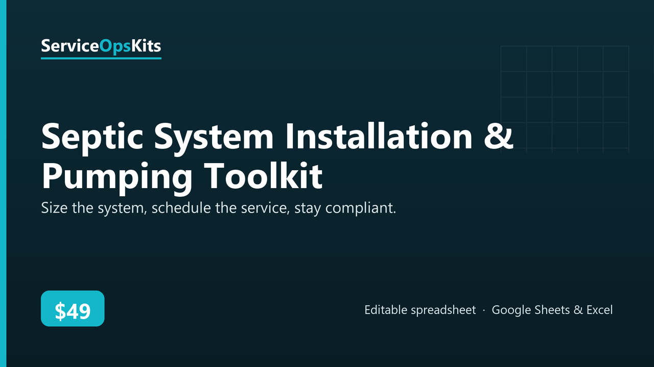Septic System Installation & Pumping Toolkit spreadsheet template