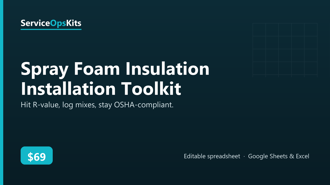 Spray Foam Insulation Installation Toolkit spreadsheet template