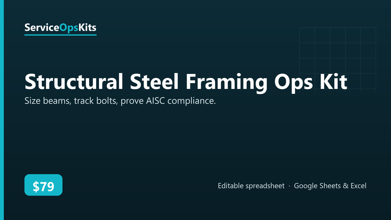 Structural Steel Framing Ops Kit spreadsheet template