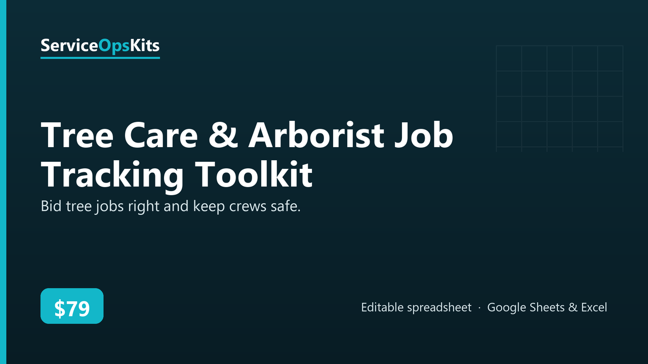 Tree Care & Arborist Job Tracking Toolkit spreadsheet template