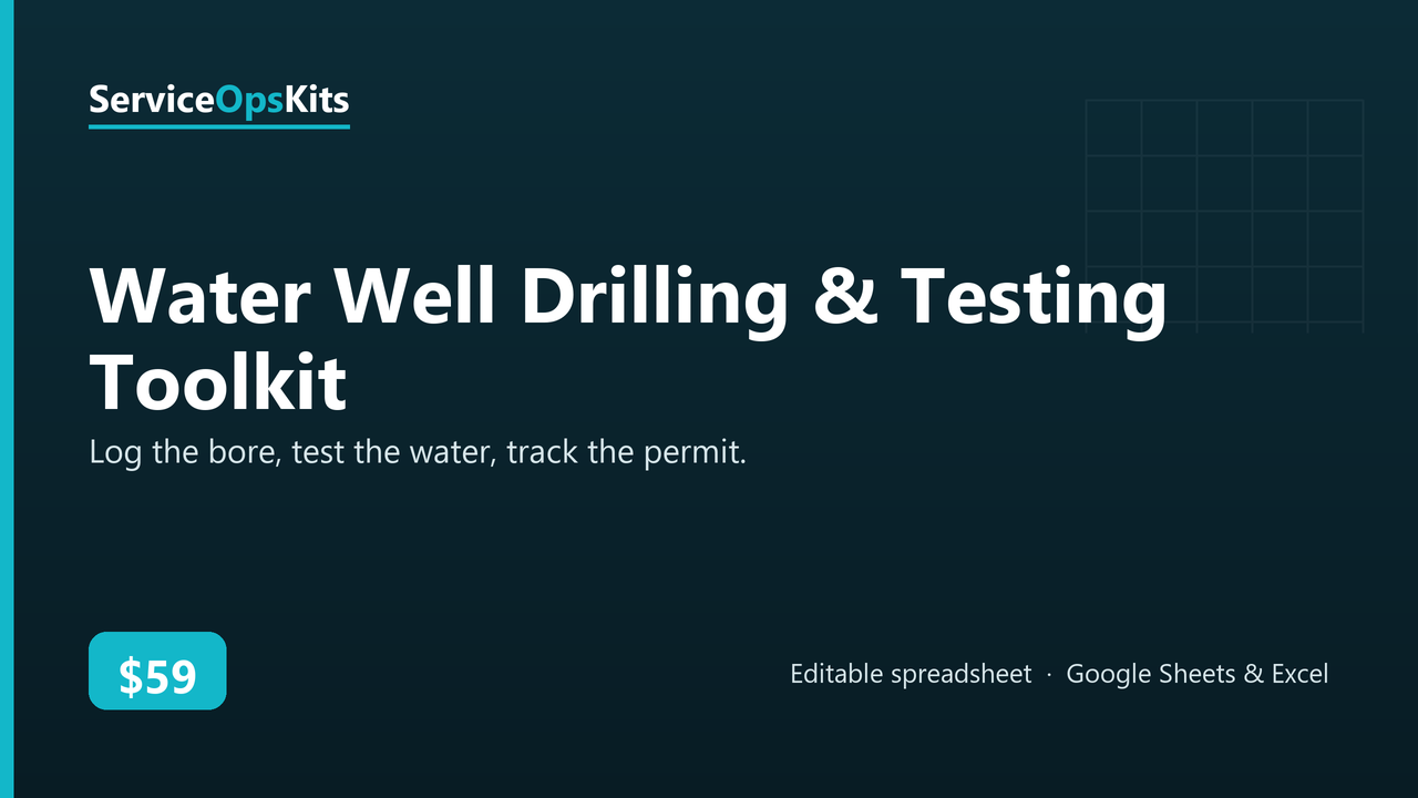 Water Well Drilling & Testing Toolkit spreadsheet template